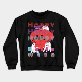 Happy Halloween with skull and ghosts Crewneck Sweatshirt